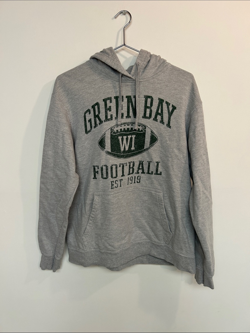 Port and Company Gray Hoodie with Green Bay Football Graphic